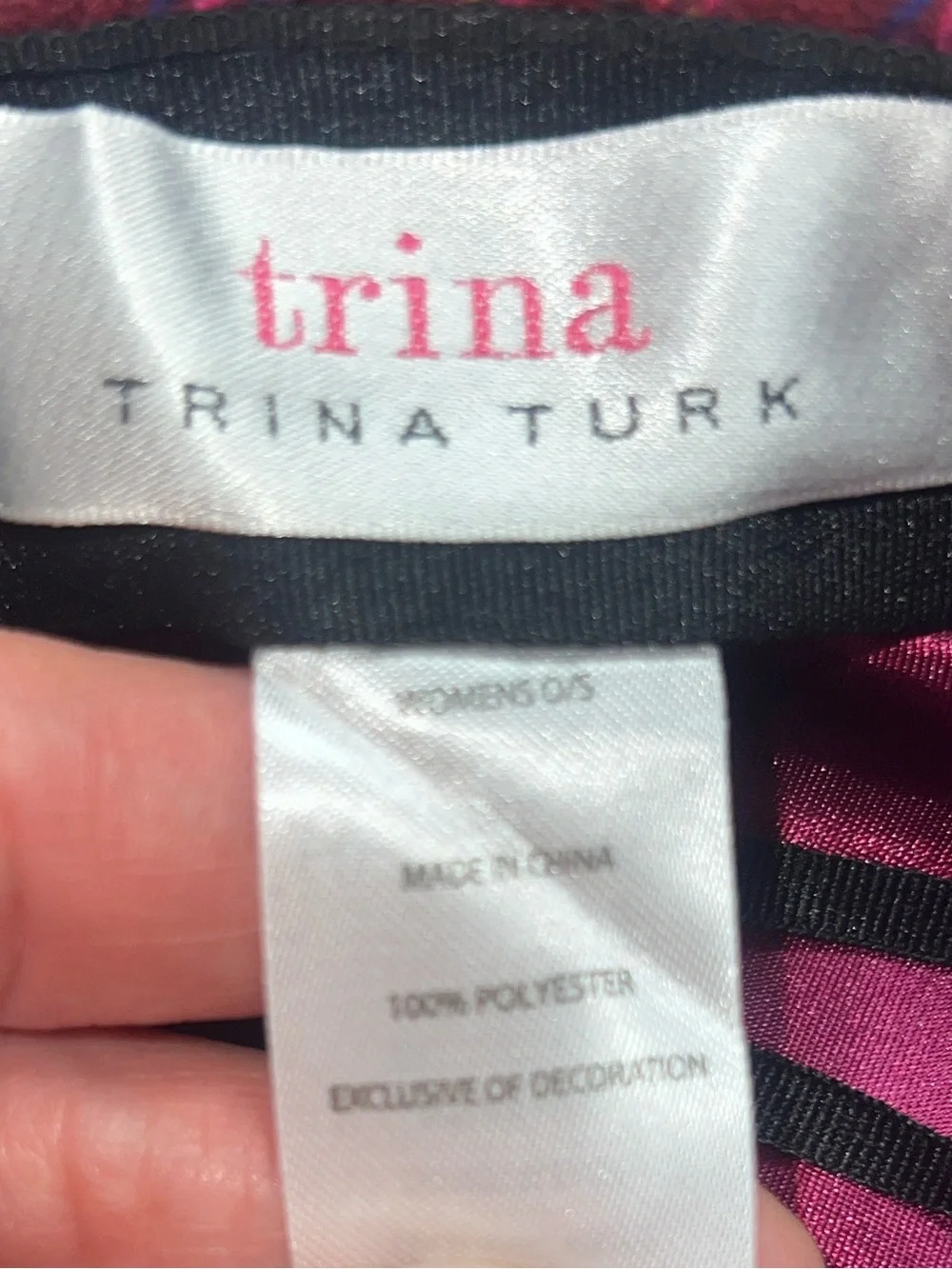 Trina Turk “Taylor” pink/wine plaid Newsboy/Messenger Hat - NWT